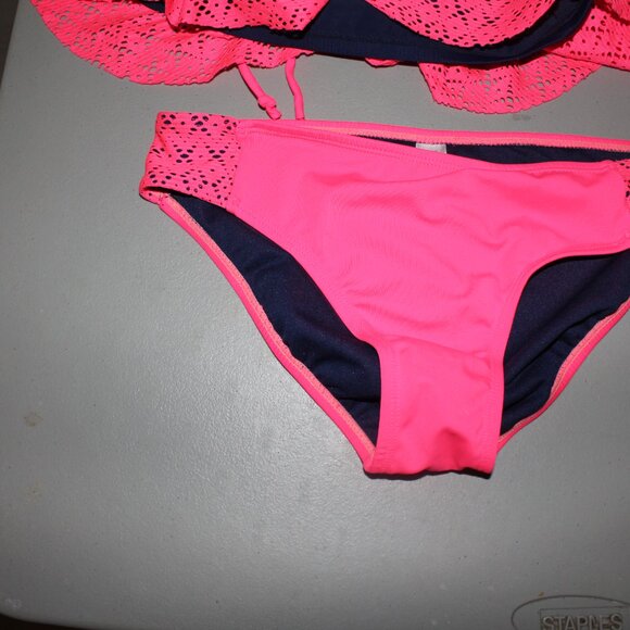 Pink & Blue 2 Pcs Justice Bikini Swimsuit Size 14 - Picture 3 of 11